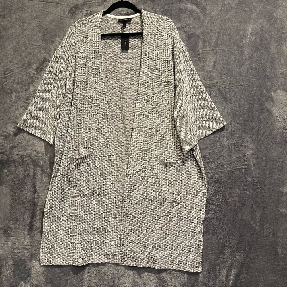 Lane Bryant Women Plus Size 26/28 Gray Marled Open Front Cardigan Short Sleeve